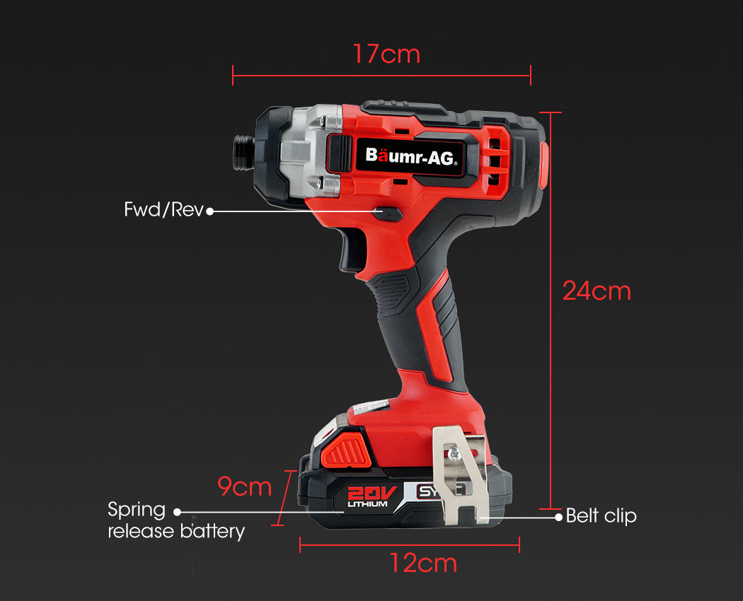 BAUMR-AG 20V Cordless Impact Driver Kit w/ Battery Charger