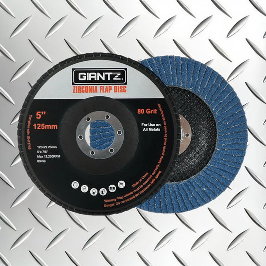 Giantz 50 PCS Zirconia Sanding Flap Disc 5" 125mm 80Grit Angle Grinding Wheel