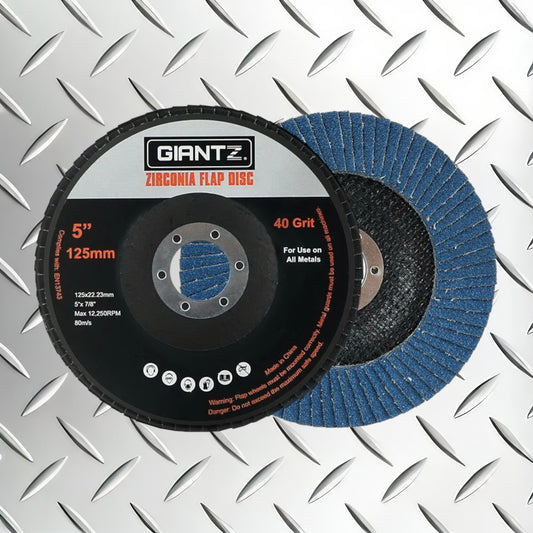 Giantz 20 PCS Zirconia Sanding Flap Disc 5" 125mm 40Grit Angle Grinding Wheel