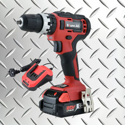 BAUMR-AG 20V Cordless Power Drill Kit with Lithium Battery